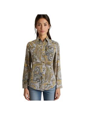New York & Company Beige Paisley Top